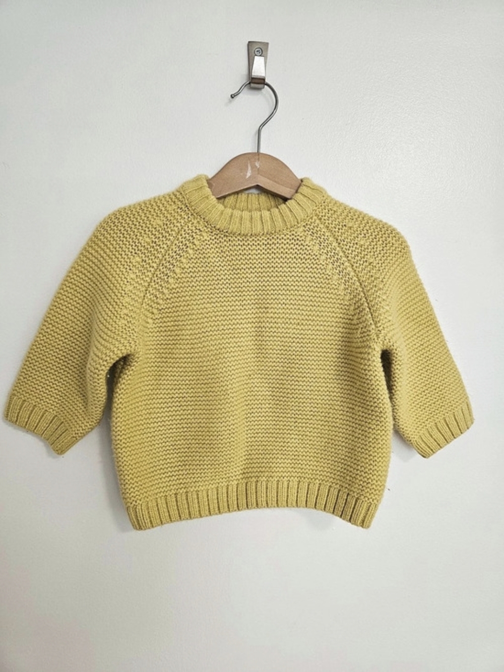 🧸2/20$ Zara Yellow Crew Neck Cable Knit Sweater Size 9-12M Baby